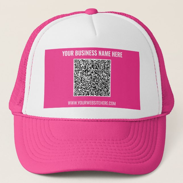 Your QR Code and Custom Text Business Trucker Hat (Front)