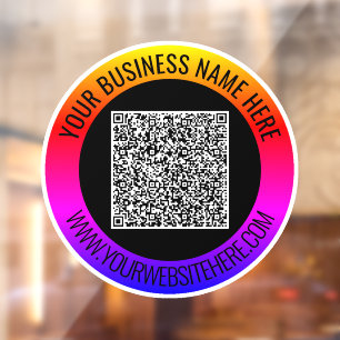 Your QR Code and Custom Text Business Window Cling