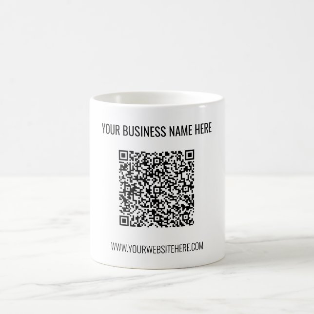 Your QR Code and Custom Text Coffee Mug Template (Center)