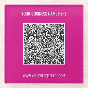 Your QR Code and Custom Text Glass Coaster