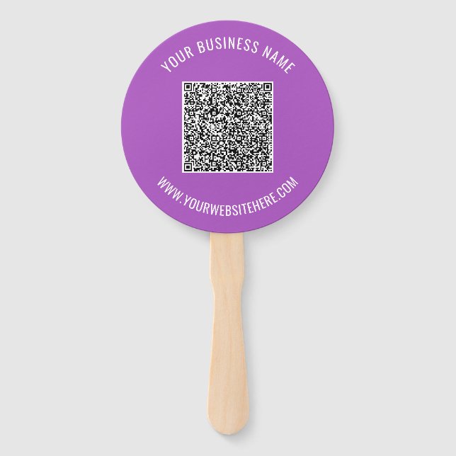 Your QR Code and Custom Text Hand Fan Choose Colou (Back)