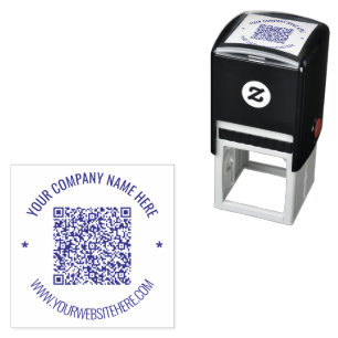 Your QR Code and Custom Text Info Round Stamp