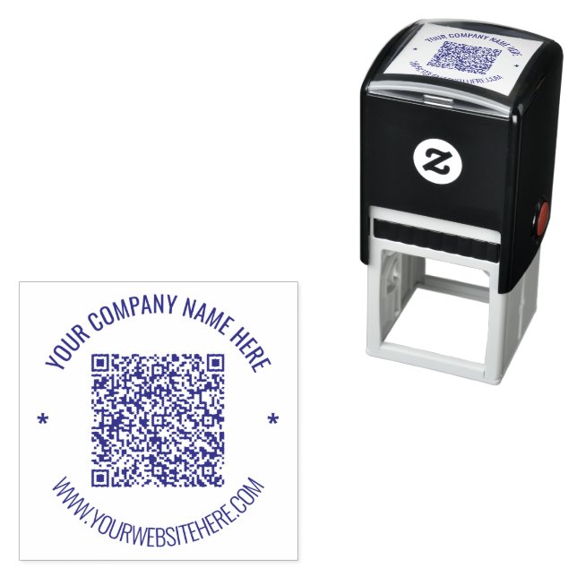 Your QR Code and Custom Text Info Round Stamp (In Situ)