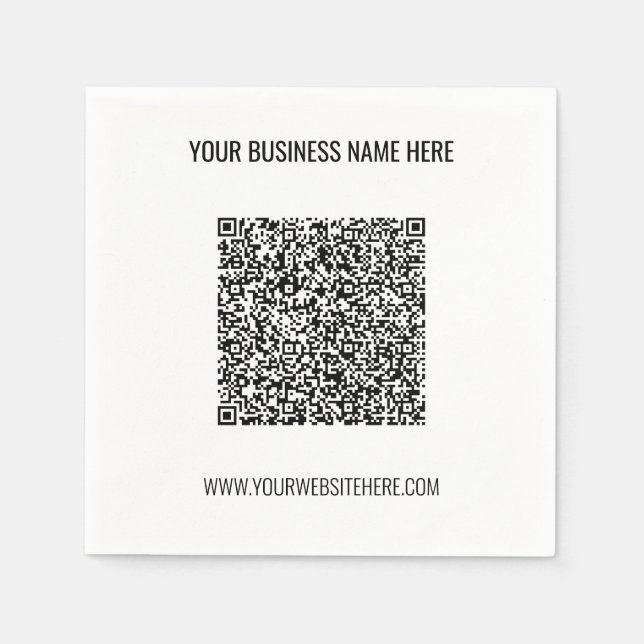 Your QR Code and Custom Text Napkins Template (Front)