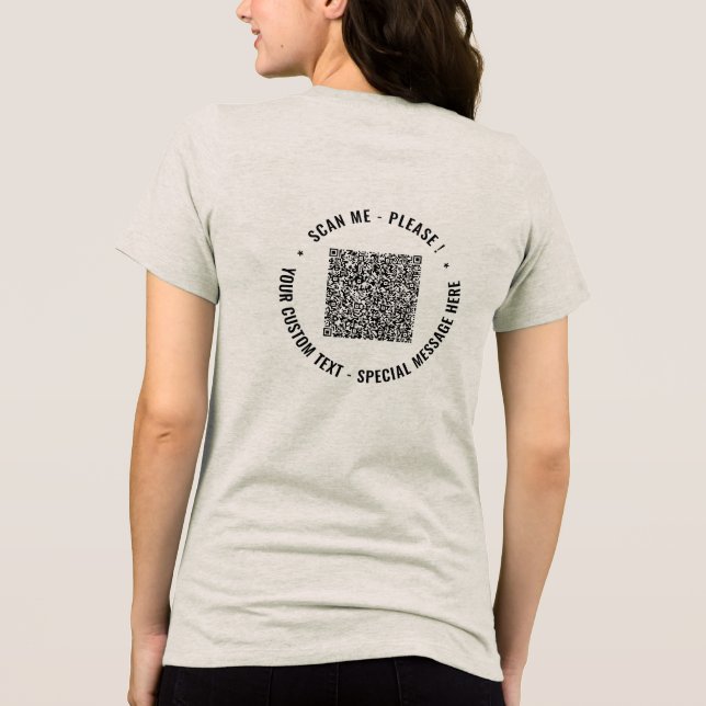 Your QR Code and Custom Text Personalised Example Tri-Blend Shirt (Back)