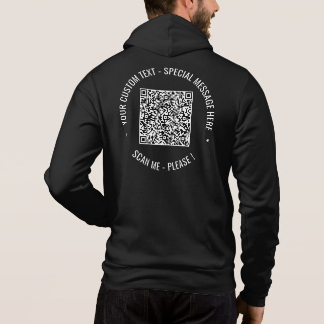Your QR Code and Custom Text Personalised Hoodie (Back)