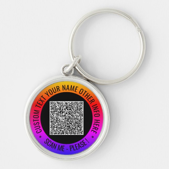 Your QR Code and Custom Text Personalised Keychain (Front)