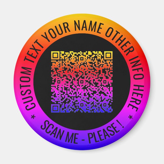 Your QR Code and Custom Text Personalised Magnet (Front)