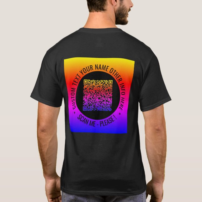 Your QR Code and Custom Text Personalised T-Shirt (Back)