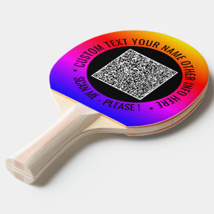 Your QR Code and Custom Text Ping Pong Paddle