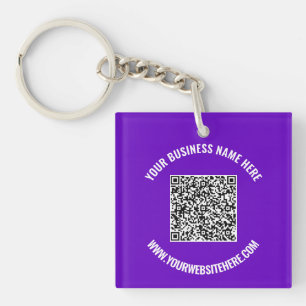 Your QR Code and Custom Text Professional Keychain