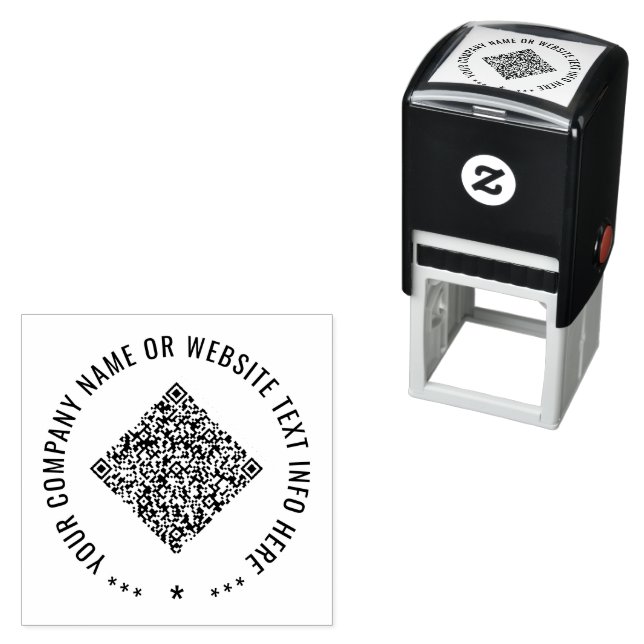 Your QR Code and Custom Text Round Stamp Template (In Situ)
