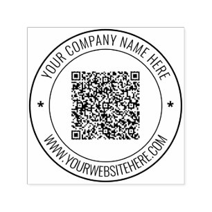 Your QR Code and Custom Text Round Stamp Template