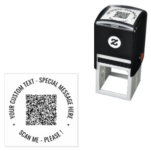 Your QR Code and Custom Text Round Stamp Template