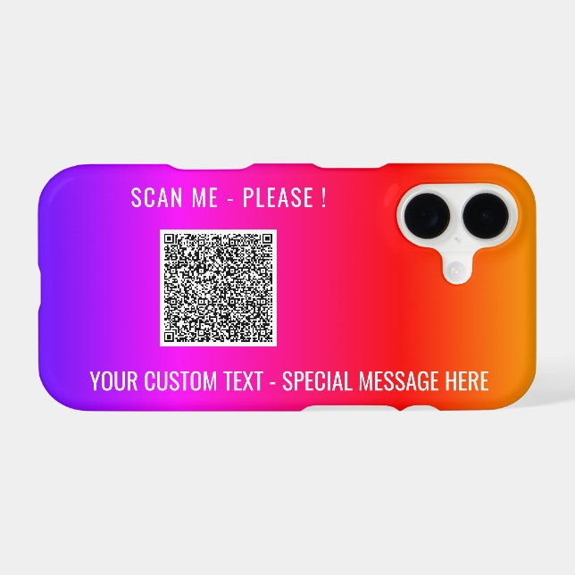 Your QR Code and Custom Text Samsung Galaxy Case (Back Horizontal)