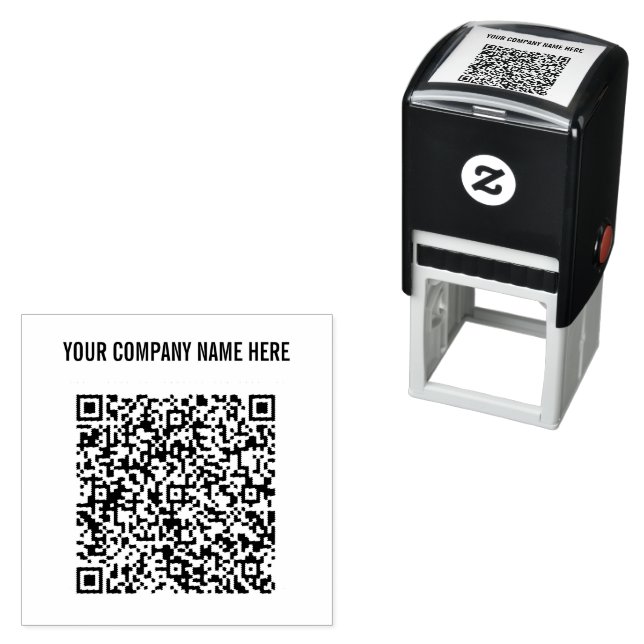 Your QR Code and Custom Text Self-inking Stamp (In Situ)