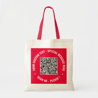 Your QR Code and Custom Text Tote Bag Example