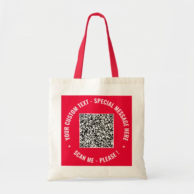 Your QR Code and Custom Text Tote Bag Example (Front)