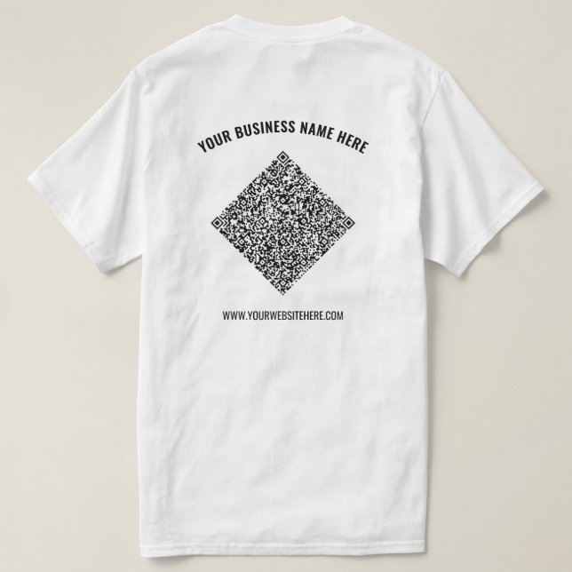 Your QR Code and Text Business T-Shirt Template (Design Back)
