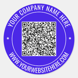 Your QR Code and Text Round Sticker Choose Colours
