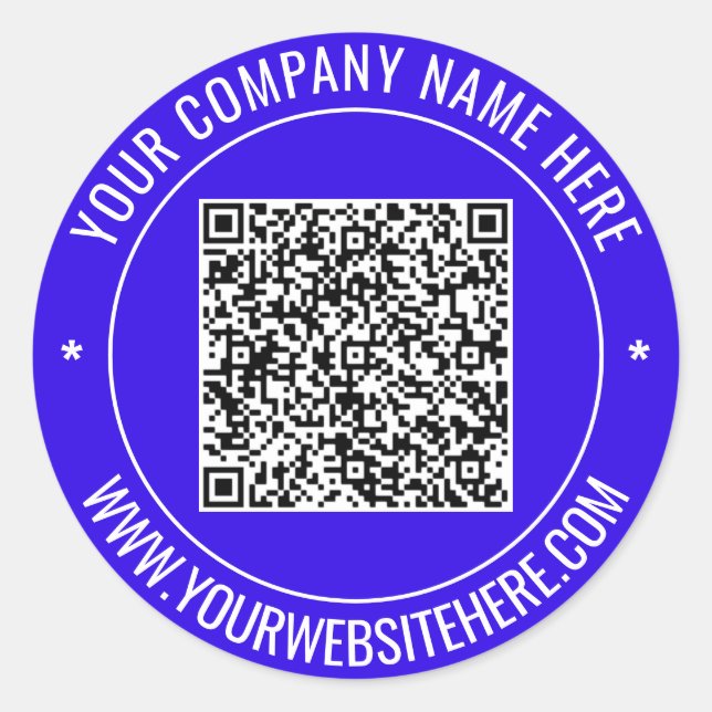 Your QR Code and Text Round Sticker Choose Colours (Front)