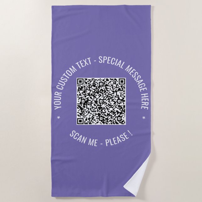 Your QR Code Beach Towel Custom Text and Colours (Front)