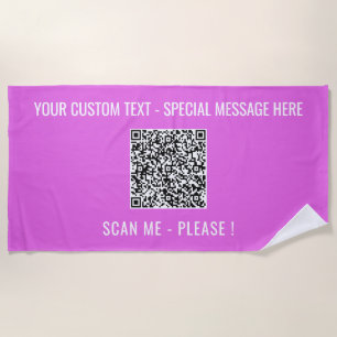 Your QR Code Beach Towel Custom Text and Colours