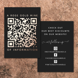 Your QR Code Black Rose Gold Discount Card