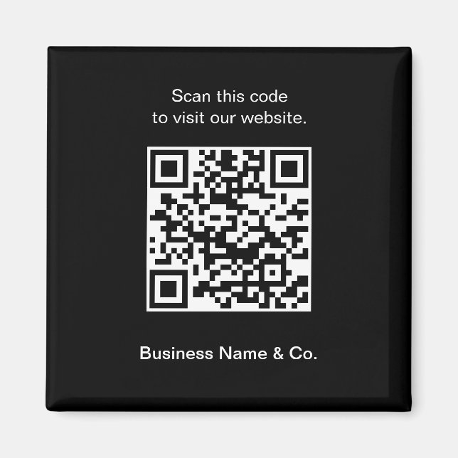 Your QR code Black White Promotional Business Magnet (Front)