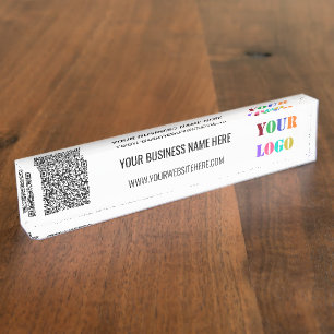 Your QR Code Business Logo Custom Text Promotional Nameplate