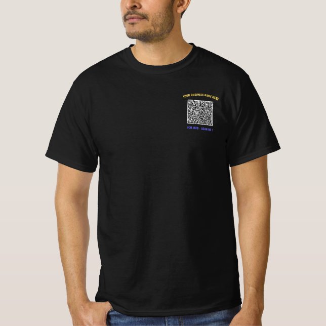 Your QR Code Business T-Shirt with Custom Text (Front)