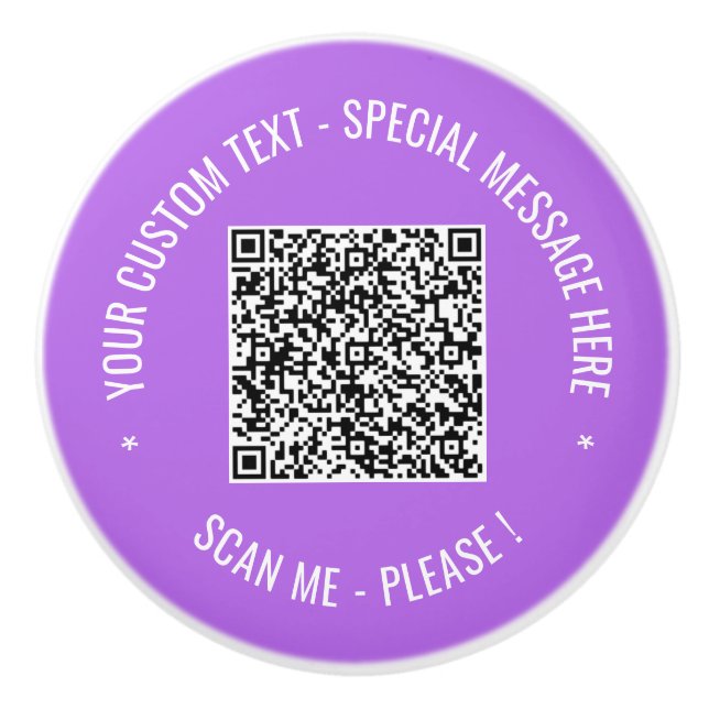 Your QR Code Custom Text and Colour Ceramic Knob (Front)