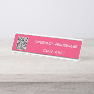 Your QR Code Custom Text and Colour Desk Name Plat Desk Name Plate