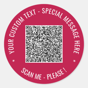 Your QR Code Custom Text and Colour Gift Stickers