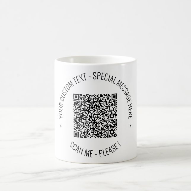 Your QR Code Custom Text and Colours Coffee Mug (Center)