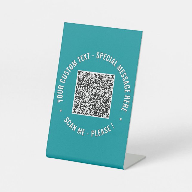 Your QR Code Custom Text and Colours Pedestal Sign (Front)