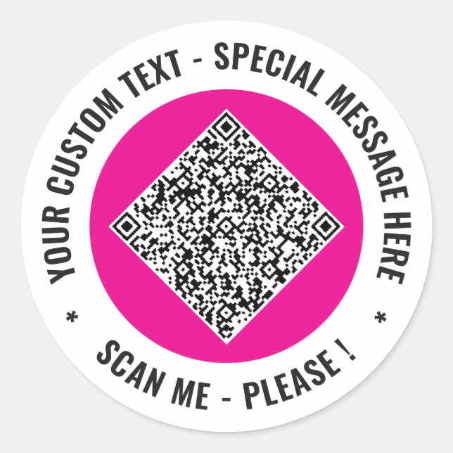 Your QR Code Custom Text Branded Stickers Example (Front)