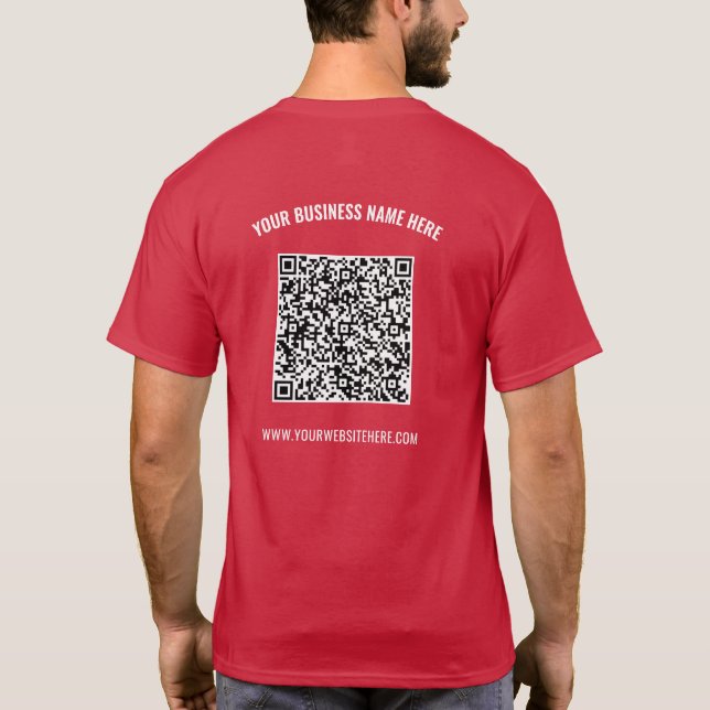 Your QR Code Custom Text Business T-Shirt Example (Back)