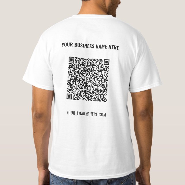 Your QR Code Custom Text Business T-Shirt Template (Back)