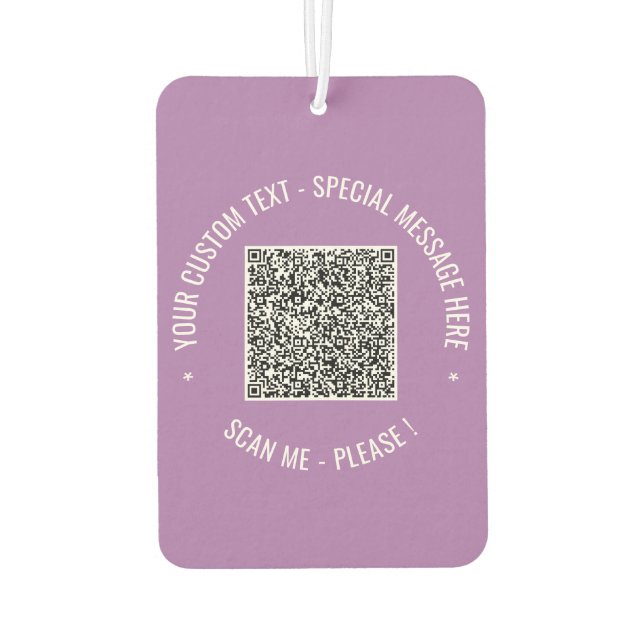 Your QR Code Custom Text Car Air Freshener Example (Back)