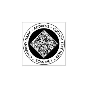 Your QR Code Custom Text Colour Round Rubber Stamp