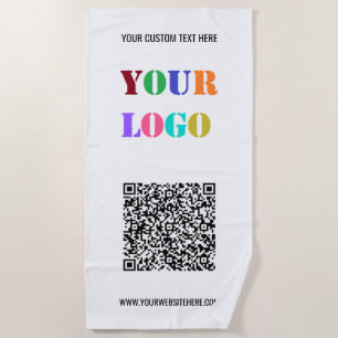 Your QR Code Custom Text Company Logo Beach Towel