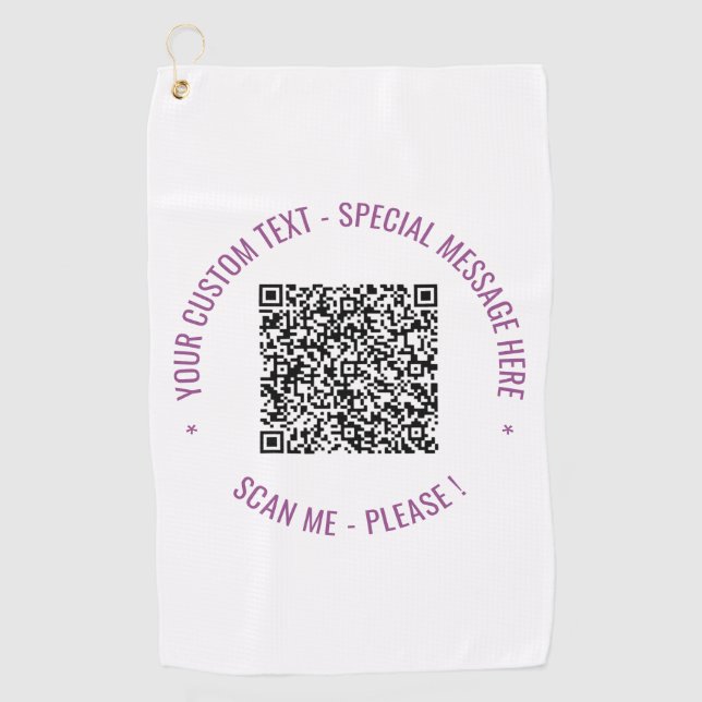 Your QR Code Custom Text Golf Towel Template (Front)