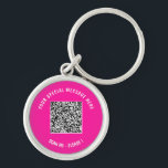 Your QR Code Custom Text Keychain Choose Colour<br><div class="desc">Choose Colours and Font - Keychains with Your Special QR Code Info and Custom Text Personalised Modern Keychain Gift - Add Your QR Code - Image or Logo - photo / Text - Name or other info / message - Resize and Move or Remove / Add Elements - Image /...</div>