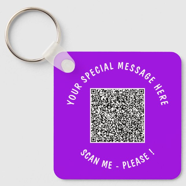 Your QR Code Custom Text Keychain or Choose Colour (Front)
