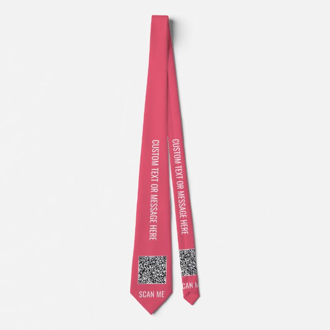 Your QR Code Custom Text Neck Tie Choose Colors (Front)