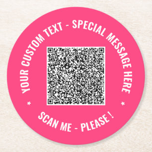 Your QR Code Custom Text Paper Coaster Template