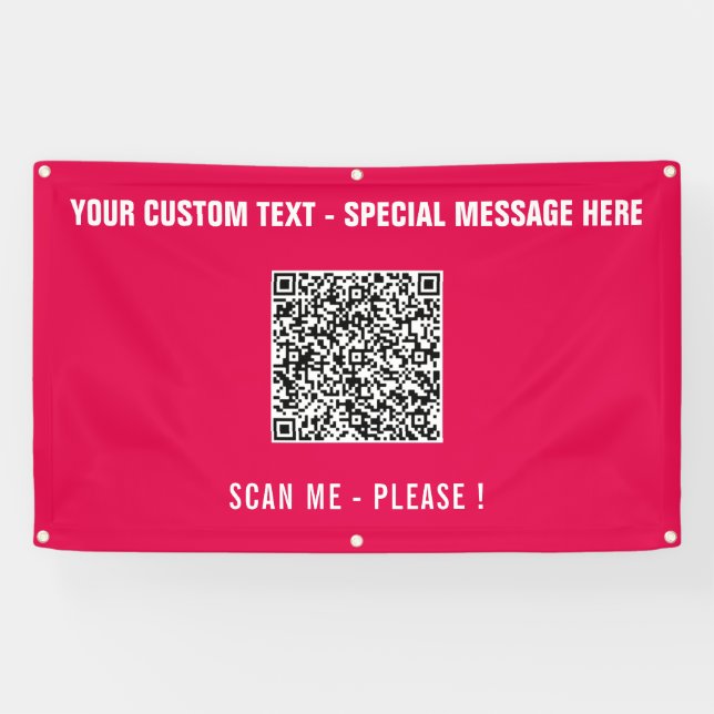 Your QR Code Custom Text Party Banner Choose Colou (Horizontal)
