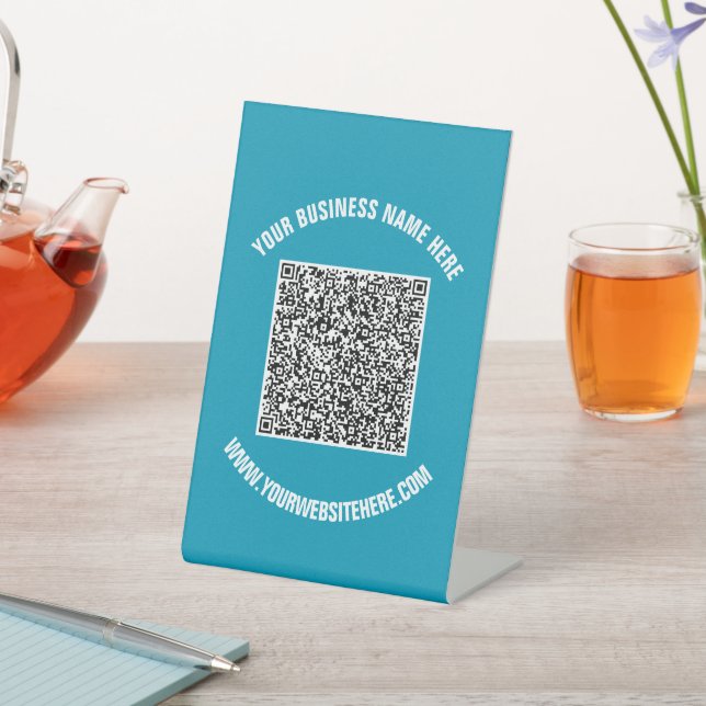 Your QR Code Custom Text Pedestal Sign Template (In SItu)