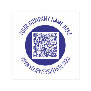 Your QR Code Custom Text Personalised Round Stamp